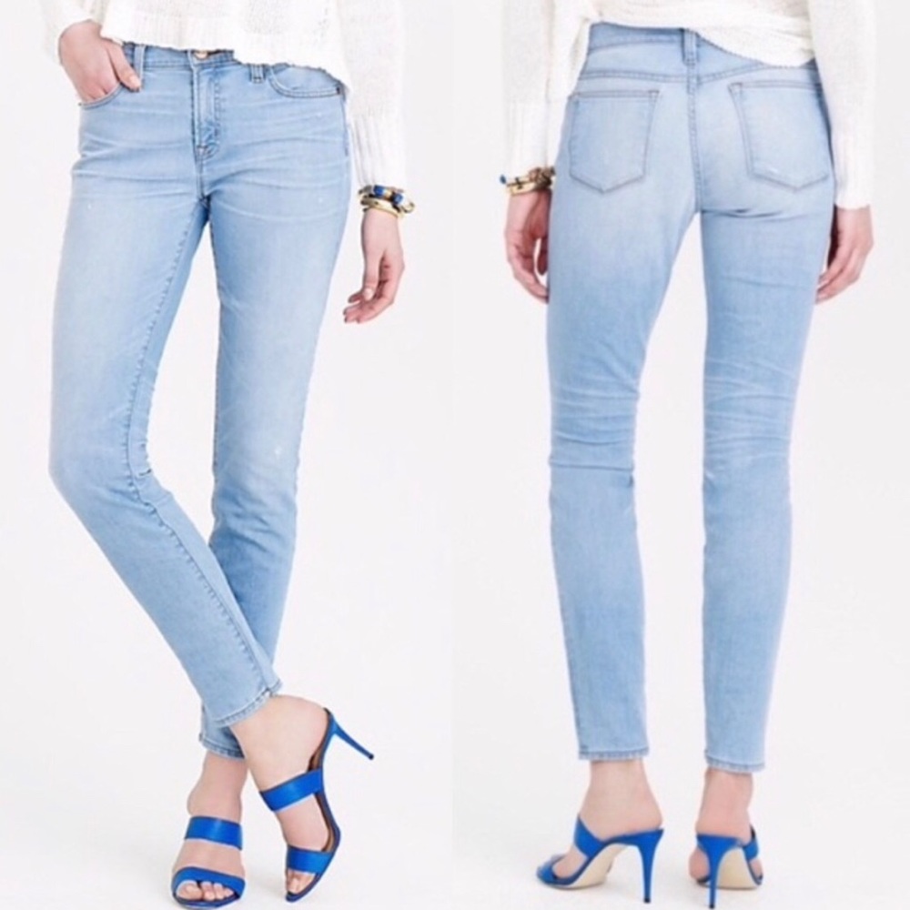 J Crew Toothpick Blue Light Wash Skinny Jeans, 31